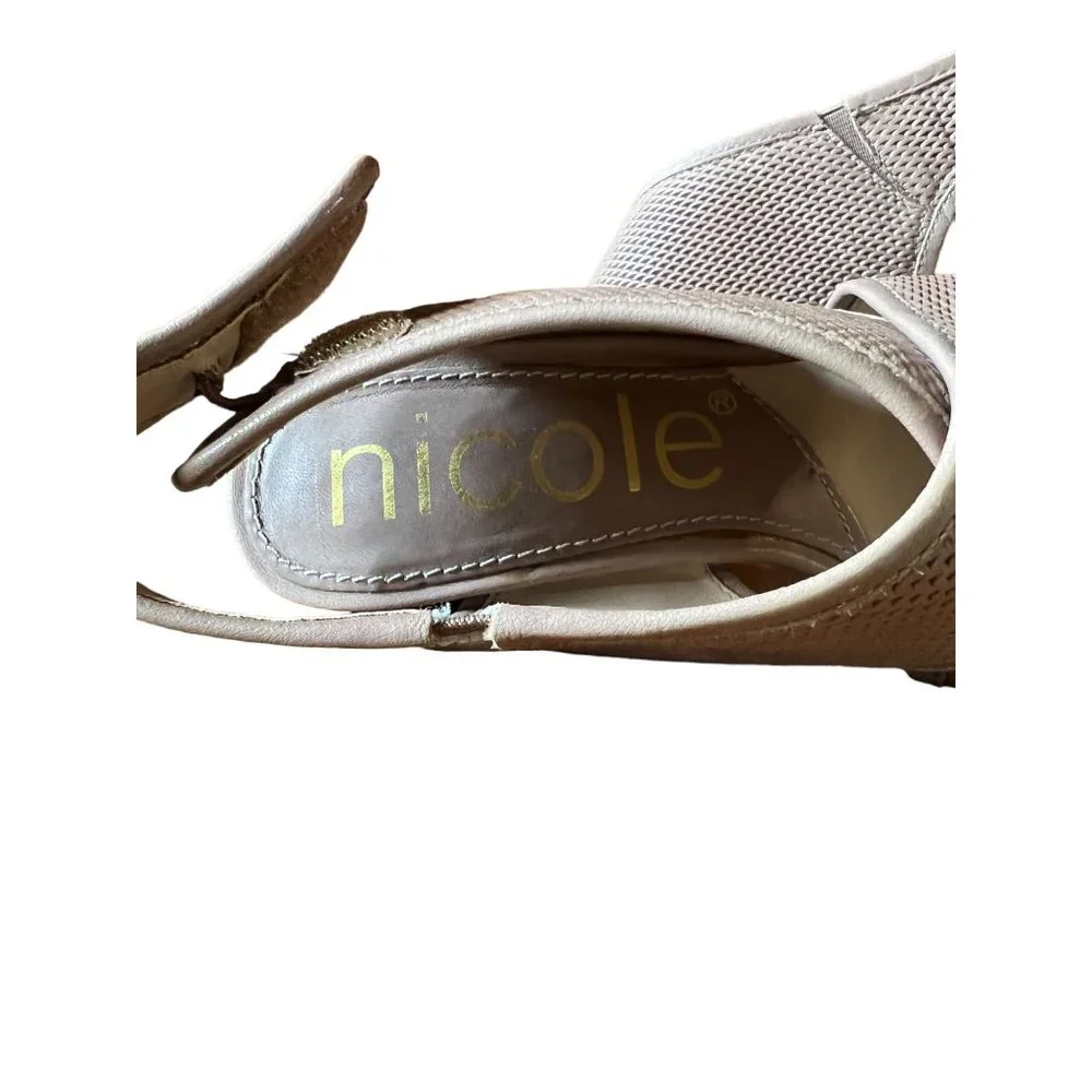 Nicole Shoes Womens Size 6.5M Beige Block Heel Peep Toe - Picture 7 of 8